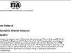 Пресс-релиз FIA