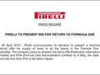 Пресс-релиз Pirelli