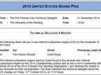 Сообщение технического делегата FIA Джо Бауэра об использовании на машине Квята седьмого двигателя