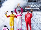 Кайл Кёрквуд, Роман Грожан и Маркус Эриксон на подиуме, фото пресс-службы IndyCar