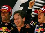 Кристиан Хорнер и гонщики Red Bull на подиуме в Абу-Даби