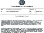 Сообщение технического делегата FIA Джо Бауэра стюардам гонки